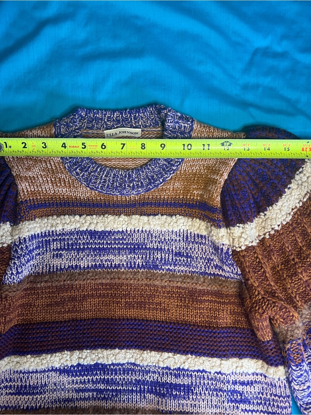 Ulla Johnson Samara Wool Alpaca Patchwork Stripe Balloon Sweater S Ghosts TV - Picture 6 of 16